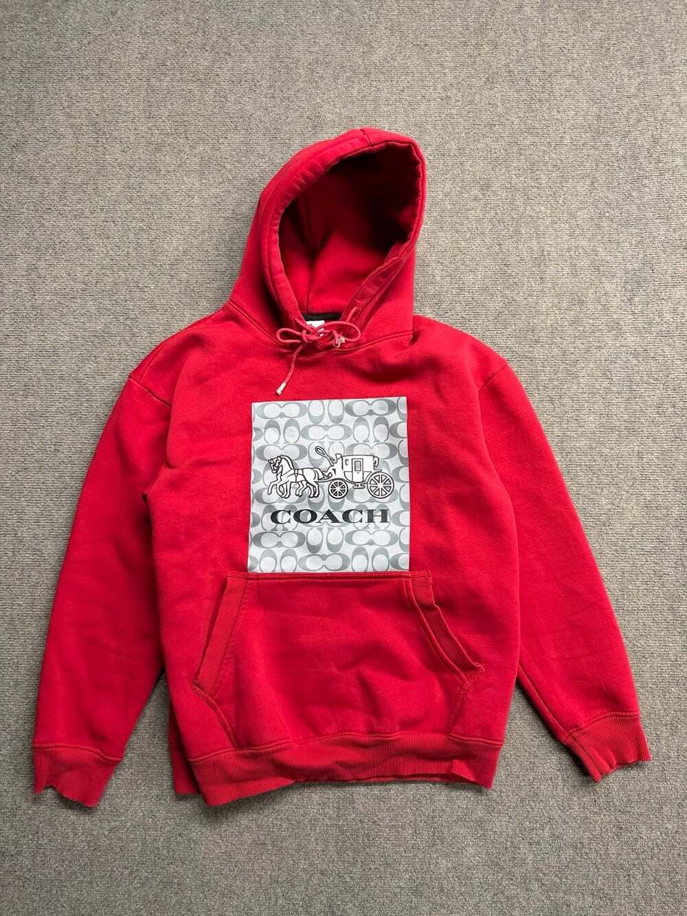 Coach Red Signature Horse and Carriage Graphic Hoodie Sweatshirt